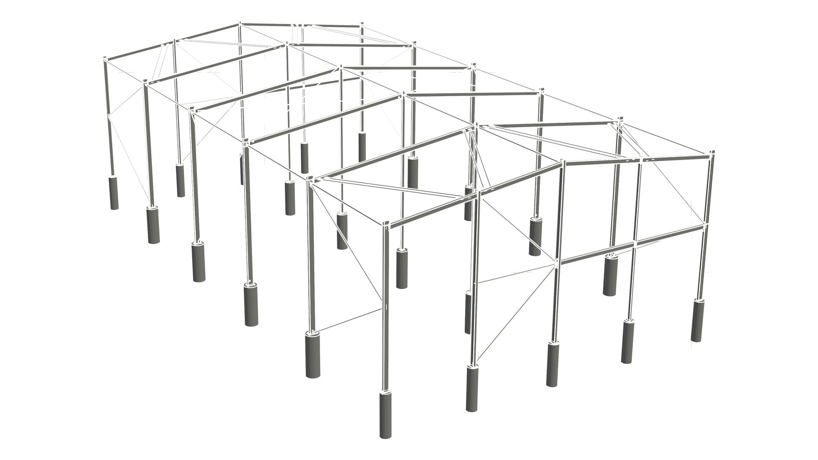 3D Revit structural model of a steel shed designed by Irwin Consulting Engineers